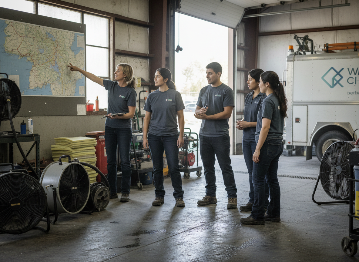 The Water Damage Restoration Burton team at work in Burton