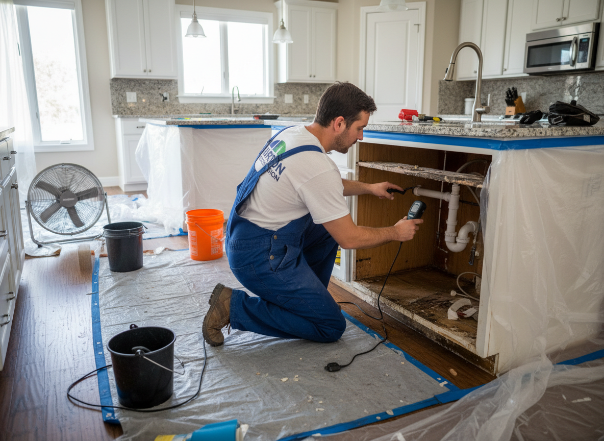 Kitchen water damage repair in Burton