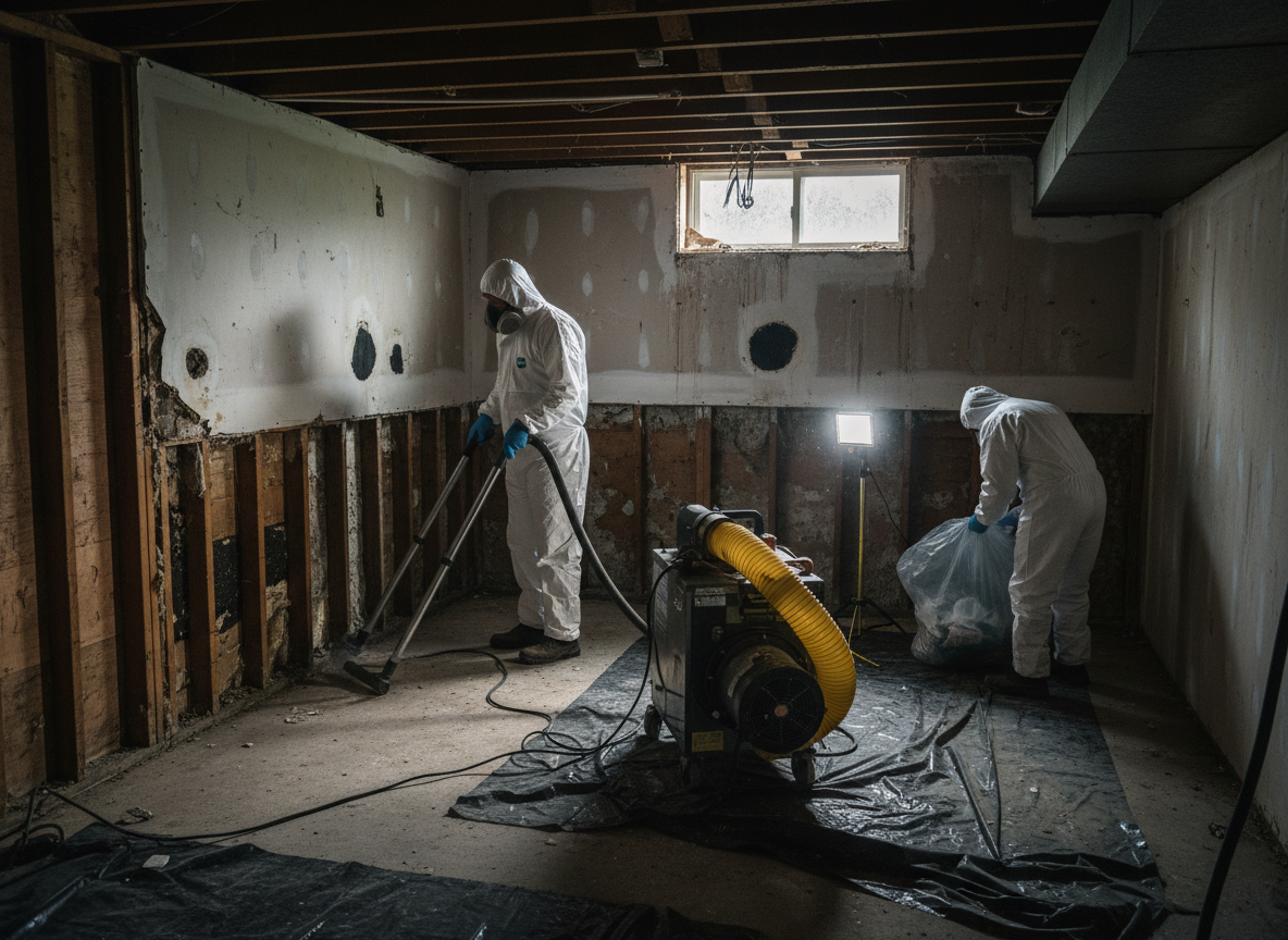 Mold remediation after water damage in Burton