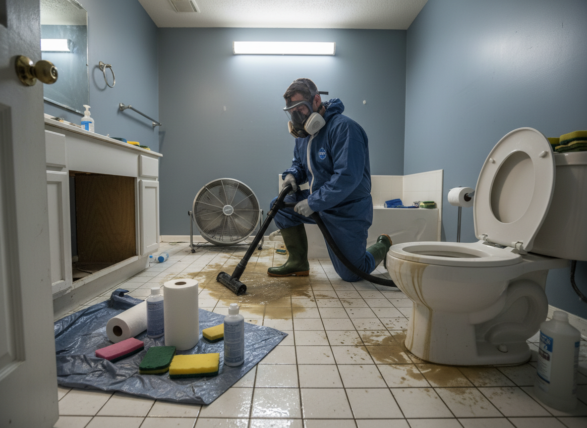 Toilet overflow cleanup in Burton