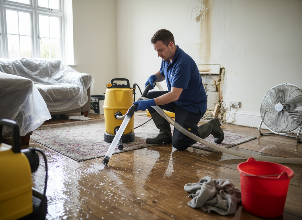 Water leak restoration in Burton